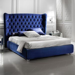 King Size Luxury Italian <strong>Bed</strong> Frame Tufted <strong>Velvet</strong> Upholstered Tall Headboard Bedroom Furniture Set - Product Image 2