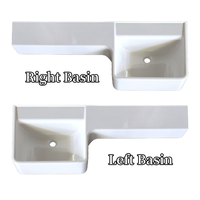 Évier de salle de bain mural en résine de style japonais, durable, étanche et écologique, avec plateau de vanité découpable sur mesure pour petits espaces