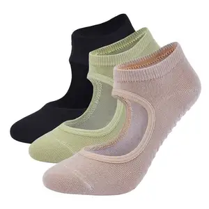 Cotton Elastic Sports Fitness Yoga Socks Wholesale Pilates Grip Socks Breathable Backless Ankle Ballet Dance Women Socks