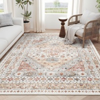 Tapis Persan Vintage Sur Mesure pour Salon, Tapis Oriental Rétro Antidérapant et Durable, Tapis de Sol Décoration Intérieure Chambre Table Basse