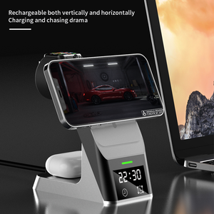 Venta al por mayor estación de carga rápida banco de energía teléfono móvil despertador soporte magnético base 6 en 1 cargador inalámbrico para Apple <span class=keywords><strong>Iphone</strong></span> - Product Image 5