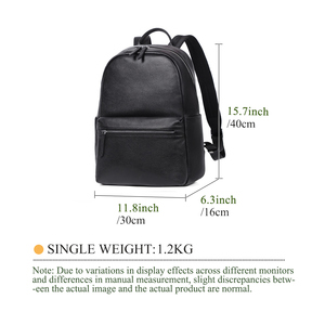 Mochila Escolar de Cuero Genuino Unisex para Hombre, Mochila de Cuero de Lujo Premium con Cierre de Cremallera para <span class=keywords><strong>Viajes</strong></span> de Negocios - Product Image 3