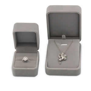 Caja de viaje portátil de terciopelo con logotipo personalizado, caja de embalaje para joyería, collar colgante, color azul - Product Image 3