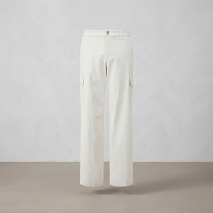 Pantalon cargo pour femme en toile, couleur unie, taille mi-haute, coupe ample, longueur intégrale, 100 % coton, style décontracté, idéal pour l'été, séchage rapide - Product Image 3