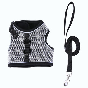 Harnais pour chat avec laisse, maille respirante réglable pour petits chats, rose et gris - Product Image 3