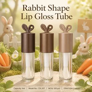 ISMAN En gros Tubes vides de 4 ml pour brillant à lèvres et huile à lèvres, design <span class=keywords><strong>lapin</strong></span>, couleur café chocolat, avec grand applicateur et <span class=keywords><strong>crochet</strong></span>, logo personnalisé - Product Image 1