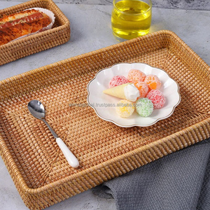 Bandeja Rectangular Decorativa Multiusos Wintop, Hecha a Mano, Ecológica, Duradera, Sostenible, de Ratán Natural Real, para Servir y Velas - Product Image 5
