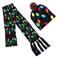 Set di Cappelli e Guanti Invernali 2025, 4 Pezzi, 100% Acrilico Lavorato a Maglia con Sciarpa, Design Natalizio, Stile alla Moda all'Ingrosso