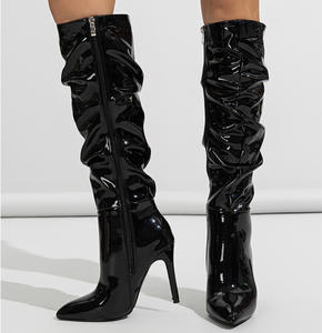 รองเท้าส้นสูงทรงสติลเลตโต้สำหรับผู้หญิง รองเท้าบูททรงสูงเหนือเข่า ปลายแหลม แฟชั่นฤดูหนาว สไตล์คลาสสิกสำหรับผู้หญิง - Product Image 2