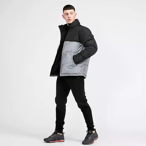 OME Service Veste matelassée imperméable et respirante pour hommes avec sweats à capuche à manches longues avec fermeture éclair Street Wear Veste tricotée de couleur grise - Product Image 2