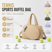 Sac de sport personnalisé QET1149 avec logo pour femmes, sac de tennis, sac de pickleball, sac de badminton, sac de voyage pour le week-end avec compartiment pour chaussures