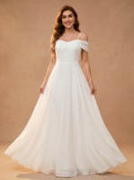 Robes de mariée en mousseline à épaules dénudées, robe blanche longue en mousseline pour femme, robe de soirée sur mesure longueur ras du sol, robe de mariée