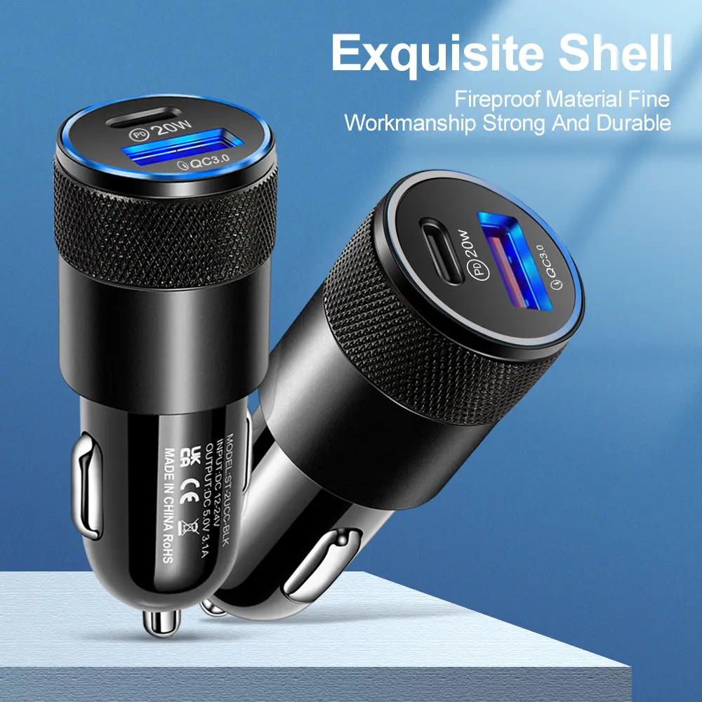 ORANGLES USB Mini Car Charger 38W PD QC3.0 Aluminum Alloy 2 Ports Quick Charging Bahrain - detailed closeup view - illustrating benefits - Image 3 of 6 | created for all | Shop USB Mini Car Charger 38W PD QC3.0 Aluminum Alloy 2 Ports Quick Charging Bahrain North Carolina | Free Shipping ORANGLES