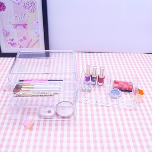 Acrílico transparente escritorio organización maquillaje organizador del soporte de exhibición <span class=keywords><strong>2</strong></span> cajones de cosméticos caja de almacenamiento - Product Image 6