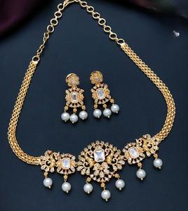 Elegante conjunto de gargantilla de diseño Micro plateado con AD de la mejor calidad con pendientes para mujer para ropa de boda conjunto de joyería de moda - Product Image 3