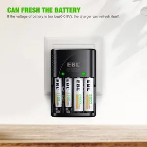 ईबीएल हॉट सेलिंग यूनिवर्सल 9वी एए एनआईएमएच स्मार्ट बैटरी चार्जर