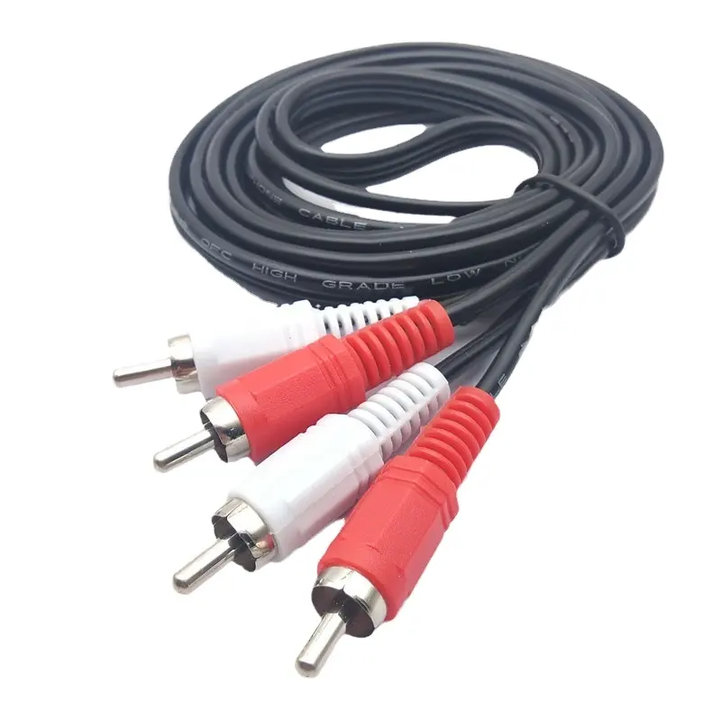 2RCA * 2RCA a Dual RCA Audio AV Cable 2 RCA a 2 RCA Cable 0,5 M 1M 1,2 m 1,5 m 4 PIN Rojo Blanco Macho Cable de enchufe 2RCA Cable de audio
