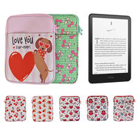 Casing Tablet Portabel Tahan Air Bahan Neoprena Gaya Gadis Imut Motif Pita Cherry Tas Pelindung Saku Luar Resleting