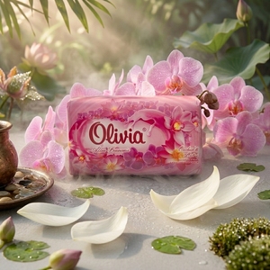 Orchid Scented Moisturizing Bar <b>Soap</b> with Glycerin Lanolin and Vitamins A and E for Hand and Body Care 90 g Olivia - Product Image 2