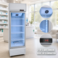 Réfrigérateur vertical en acier inoxydable OEM avec refroidissement par air et étagères réglables pour magasin de boissons commercial