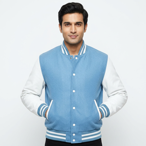 Veste de baseball personnalisée à manches longues pour homme, veste unie pour homme, patchwork, haute qualité, prix de gros - Product Image 1