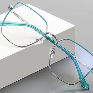 Kacamata komputer logam biru cahaya bingkai memblokir kacamata cahaya biru kacamata penghalang silau bingkai logam pegas engsel kacamata
