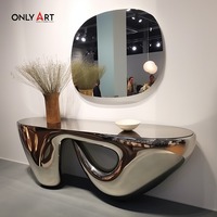 Table console de bonne qualité au design moderne Entrée élégante Salon ou couloir Table console en métal déco avec miroir