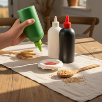 Bouteille de sauce en plastique portable facile à presser, anti-fuite, réutilisable, idéale pour la confiture, la moutarde, la sauce barbecue, parfaite pour les pique-niques et le camping