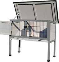 Ap02 — petite Cage de lapin rehaussée, avec toit en artsu à charnière et plateau amovible, intérieur/extérieur