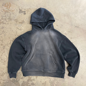 Felpa con Cappuccio da Uomo in French Terry Doppio Strato 500gsm, Effetto Consumato, Lavaggio <span class=keywords><strong>Stone</strong></span> Washed, Taglio Corto, Effetto Sbiadito al Sole, Vendita all'Ingrosso - Product Image 2