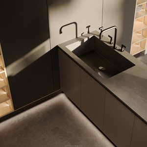 Armadio da cucina di lusso italiano di fascia alta moderno laminato verniciato bianco completo finitura Flat Pack per ville melamina bordo cerniera - Product Image 3