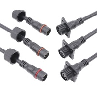 AOHUA 4Pin Creux Cuivre Panneau Monté Femelle Prise Mâle En Plastique M19 Connecteur Moled avec 1.0mm2 Câble pour Éclairage Led