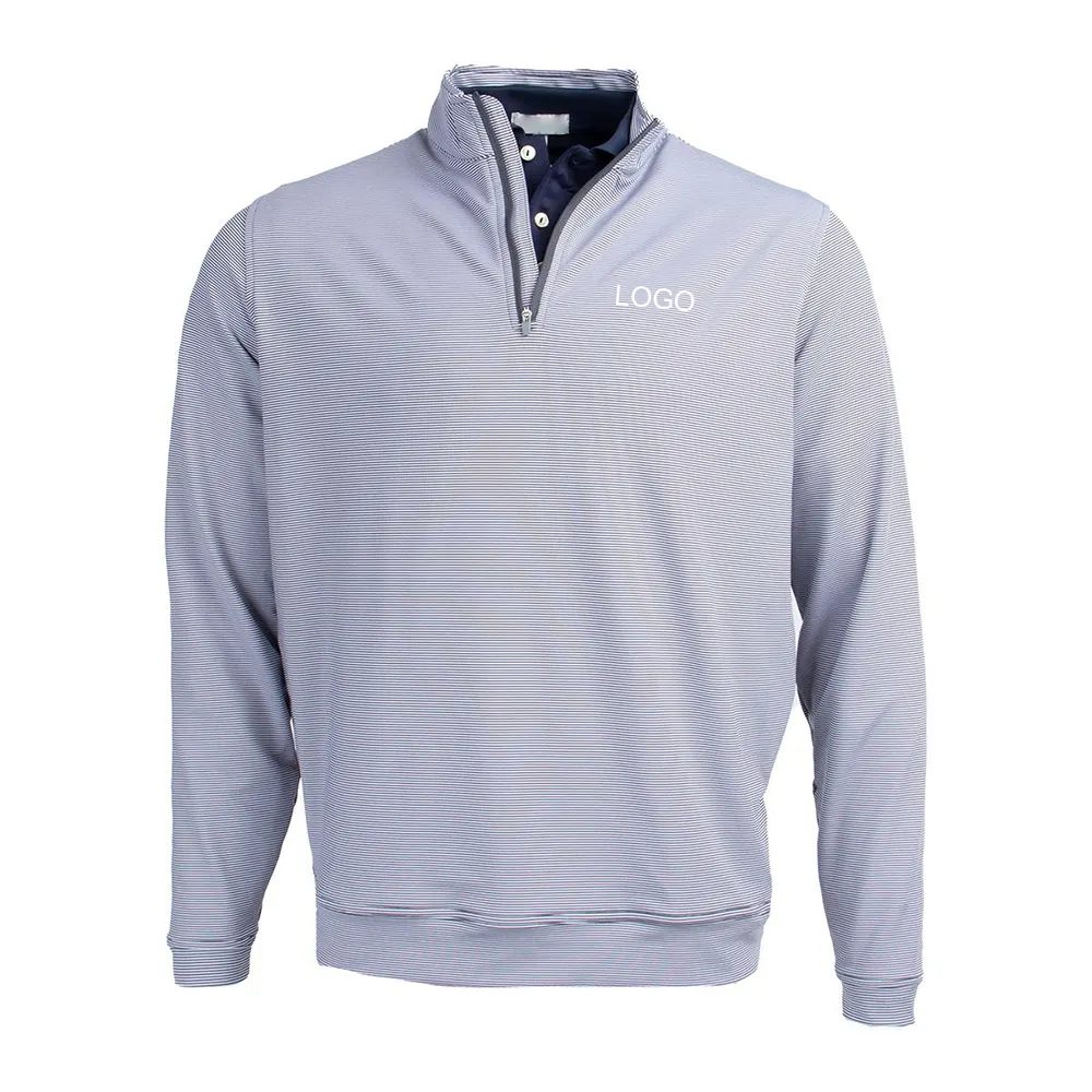 Suéter sin capucha con estampado de sublimación de LICRA de poliéster de alta calidad personalizado Logo personalizado 1/4 Zip Up Deportes de ocio Suéter de golf para hombre