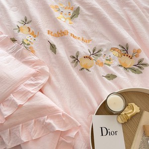 Proveedor de edredones bordados de fibra lyocell, color rosa y transpirable de alta calidad para verano - Product Image 6