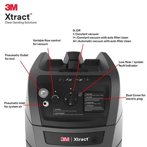 3M Xtract Portable Dust Extractor 9 Gallon Industrial Vacuum With Automatic Filter Clean <b>Top</b> <b>Loading</b> Corded Electric - Product Image 4