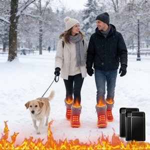 Pantuflas Eléctricas con Calefacción a Batería <span class=keywords><strong>para</strong></span> Exteriores, <span class=keywords><strong>Calentadores</strong></span> de <span class=keywords><strong>Pies</strong></span> con 3 Niveles de Calor, Botines de Felpa Portátiles con Piel de Conejo y Desodorización <span class=keywords><strong>para</strong></span> Camping - Product Image 5