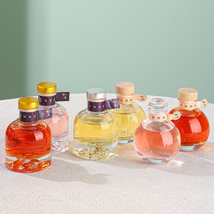 Mini petit rond vide personnalisé Tequila Gin <span class=keywords><strong>Vodka</strong></span> Whisky bouteille 100ml jus gingembre verre vin liqueur Shot spiritueux bouteille avec bouchon - Product Image 4