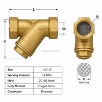Filtro en Y de Latón Roscado NPT Sin Plomo para Tuberías de Agua y Gas, Sistema HVAC