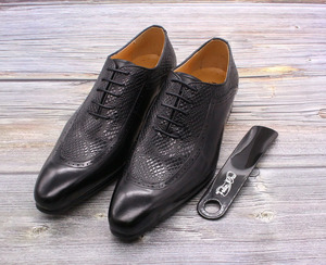 Chaussures habillées en cuir véritable Oxford à lacets pour hommes, idéales pour le bureau, les mariages et les soirées, chaussures de mode pour hommes - Product Image 2