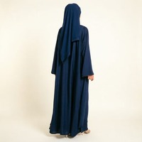 Abaya marine pour femmes, manches cloche, en mousseline de soie, vêtements modestes, vêtements islamiques