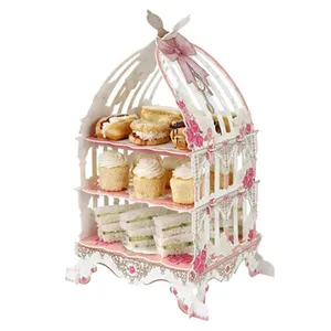 Verjaardagsfeestje Bruiloft Kerst Afternoon Tea Cake Stand Paper Cake Stand Opvouwbare Vogelkooi Cake Stand