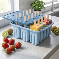 FLwarm Moule à glaces en silicone imprimé à 15 cavités sans BPA avec bâtonnets, sacs et brosse entonnoir réutilisable