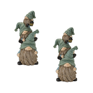 HMS Set di due 11 \ "Polyresin sculture da tavolo natale blu e verde figurine di decorazioni Festive per decorazioni natalizie - Product Image 3