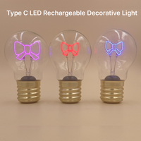 Ampoule LED en forme de lettre A70 en verre, personnalisée pour les fêtes de Noël, décorative, E40 DC3V, visage souriant, amour, charge TYPE-C, veilleuse CE
