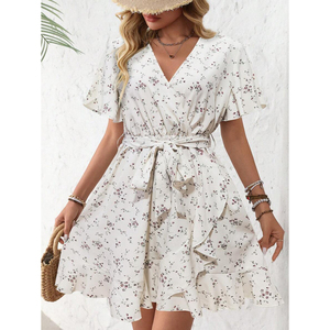 Robe élégante pour les vacances quotidiennes, style floral vintage, mode estivale, style cottage, douce, confortable pour la peau, robes décontractées - Product Image 3