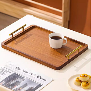 ถาดเสิร์ฟลายไม้พร้อมหูจับ วัสดุไม้ไผ่ สำหรับใช้ในบ้าน ใส่ชาและขนม - Product Image 4