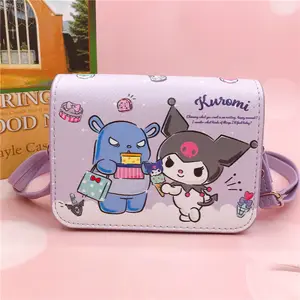 Bolso cruzado de dibujos animados YWMX PU pequeña hebilla magnética cara dura impresa Kuromi correa de hombro ajustable bolso con forma bonita