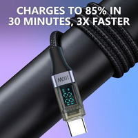 Cable USB-C a USB-C de Carga Rápida de 100W PD 5A con Pantalla Digital, Revestimiento de TPE y Trenzado de Nailon