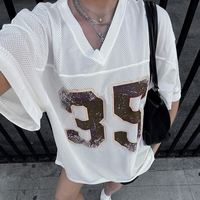 Camiseta con Estampado Digital para Mujer, Estilo Urbano, Holgada, Cuello Redondo, Informal, Prenda Exterior