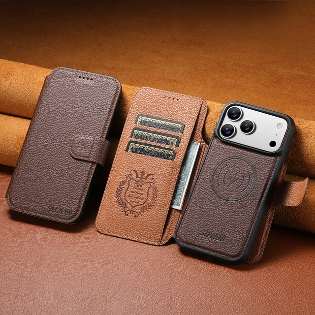 SUTENI for iPhone 18 Pro Max Phone Case Magnetic Wireless Charging Flip Cover Card Holder Stand Wallet Faux Leather 17 16 Plus